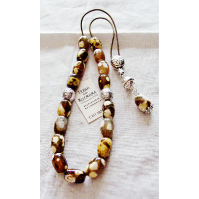 Rosary with beige-brown agate